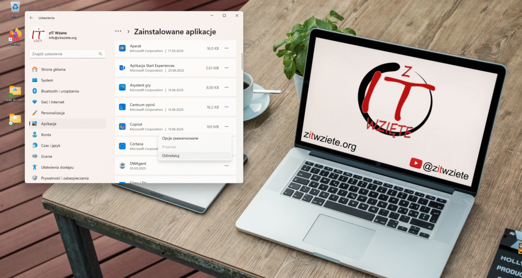 odinstalowanie aplikacji