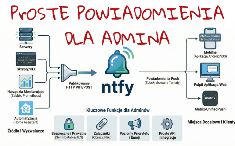 grafika przedstawiająca schemat działania ntfy